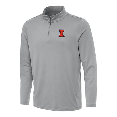 Men's Antigua Gray Illinois Fighting Illini Reprocess Quarter-Zip Top