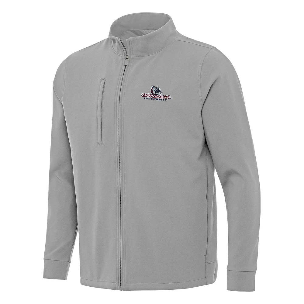 Men's Antigua Gray Gonzaga Bulldogs Regard Full-Zip Jacket