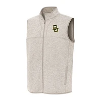 Men's Antigua Oatmeal Baylor Bears Fortune Full-Zip Vest