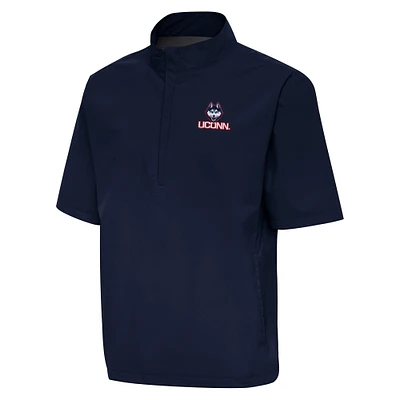 Men's Antigua  Navy UConn Huskies Brisk Short Sleeve Quarter-Zip Windbreaker