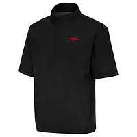 Men's Antigua Arkansas Razorbacks Brisk Short Sleeve Quarter-Zip Windbreaker