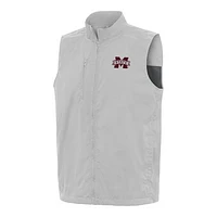 Men's Antigua  Gray Mississippi State Bulldogs Brisk Full-Zip Vest