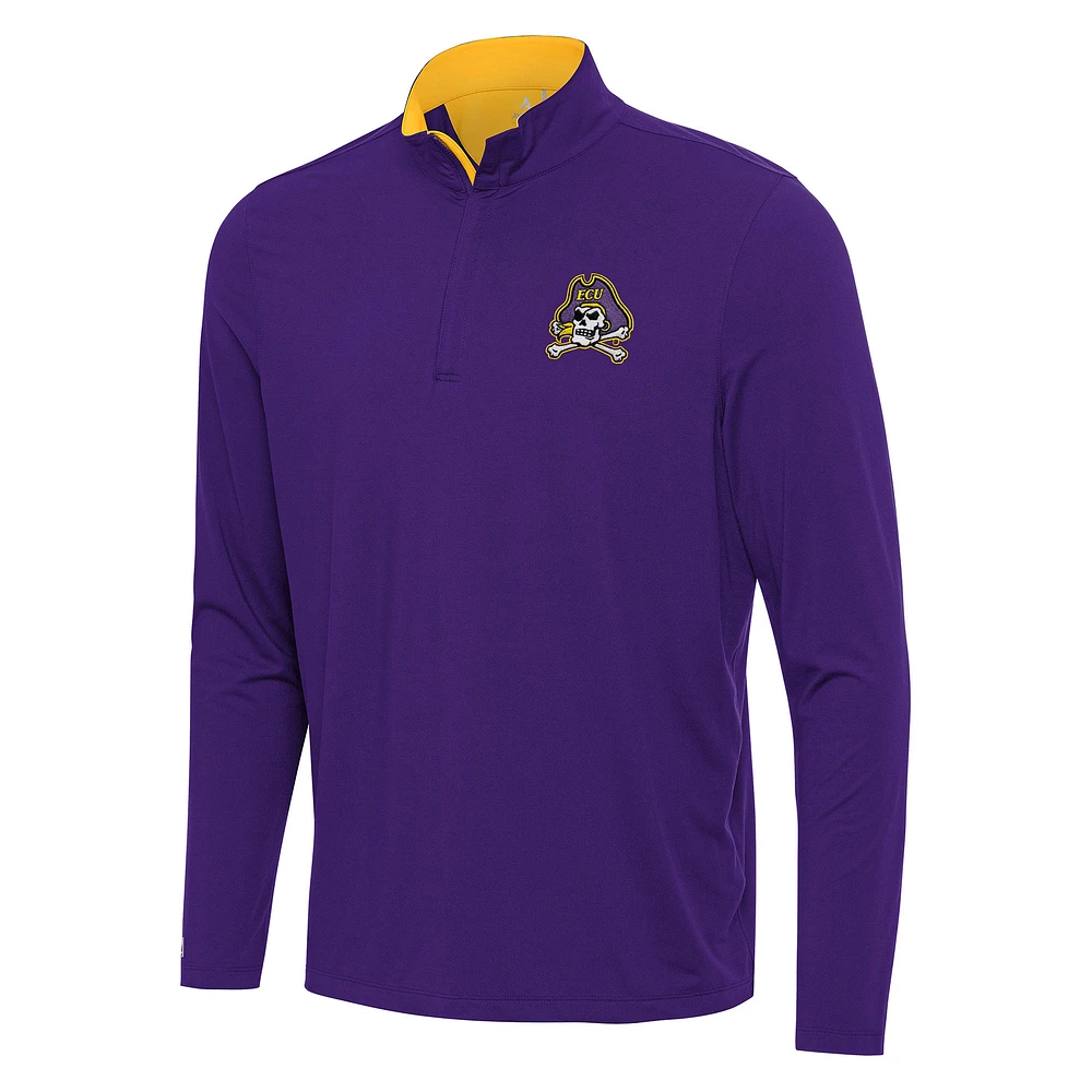Men's Antigua Purple/Gold ECU Pirates Content Quarter-Zip Pullover Top