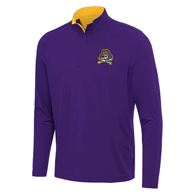 Men's Antigua Purple/Gold ECU Pirates Content Quarter-Zip Pullover Top