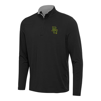 Men's Antigua Black/Gray Baylor Bears Content Quarter-Zip Pullover Top