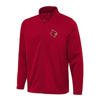 Men's Antigua Red Louisville Cardinals Links 2 Full-Zip Golf Jacket