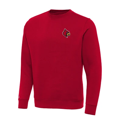 Men's Antigua Red Louisville Cardinals Big & Tall Victory Crew Neck Pullover Sweatshirt