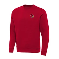 Men's Antigua Red Louisville Cardinals Big & Tall Victory Crew Neck Pullover Sweatshirt