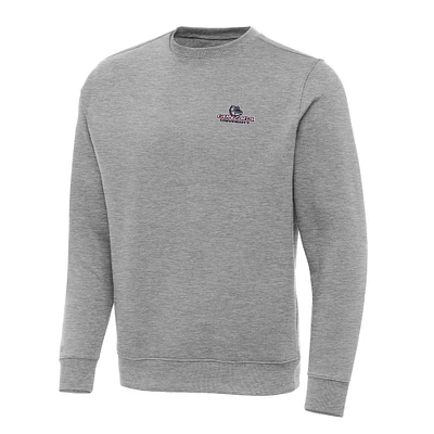 Men's Antigua Heather Gray Gonzaga Bulldogs Big & Tall Victory Crew Neck Pullover Sweatshirt