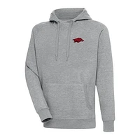 Men's Antigua Heather Gray Arkansas Razorbacks Big & Tall Victory Raglan Pullover Hoodie