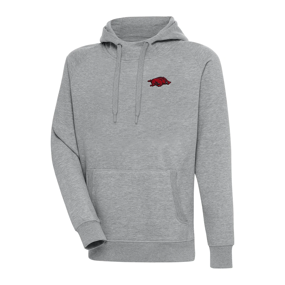 Men's Antigua Heather Gray Arkansas Razorbacks Big & Tall Victory Raglan Pullover Hoodie