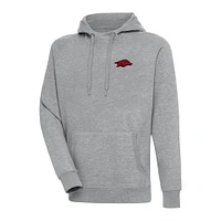 Men's Antigua Heather Gray Arkansas Razorbacks Big & Tall Victory Raglan Pullover Hoodie