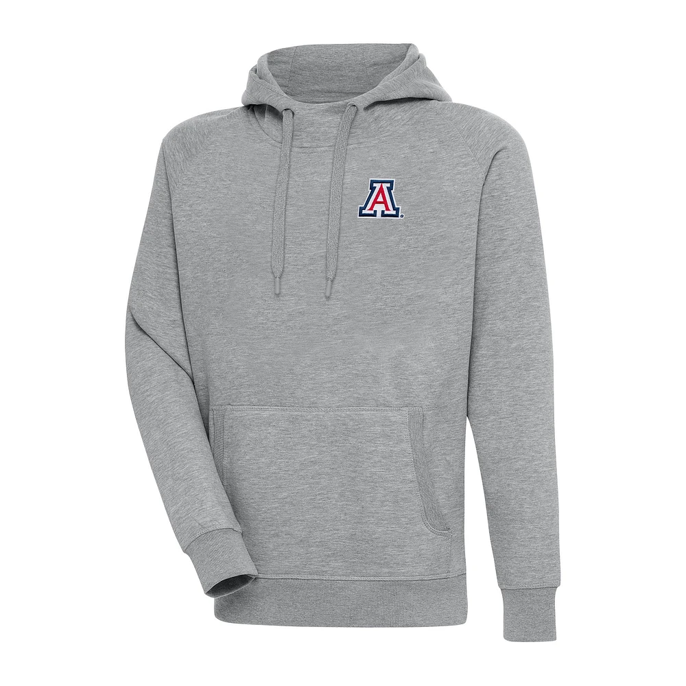 Men's Antigua Heather Gray Arizona Wildcats Big & Tall Victory Raglan Pullover Hoodie