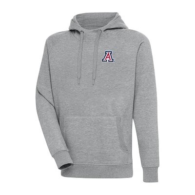 Men's Antigua Heather Gray Arizona Wildcats Big & Tall Victory Raglan Pullover Hoodie