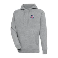 Men's Antigua Heather Gray Arizona Wildcats Big & Tall Victory Raglan Pullover Hoodie