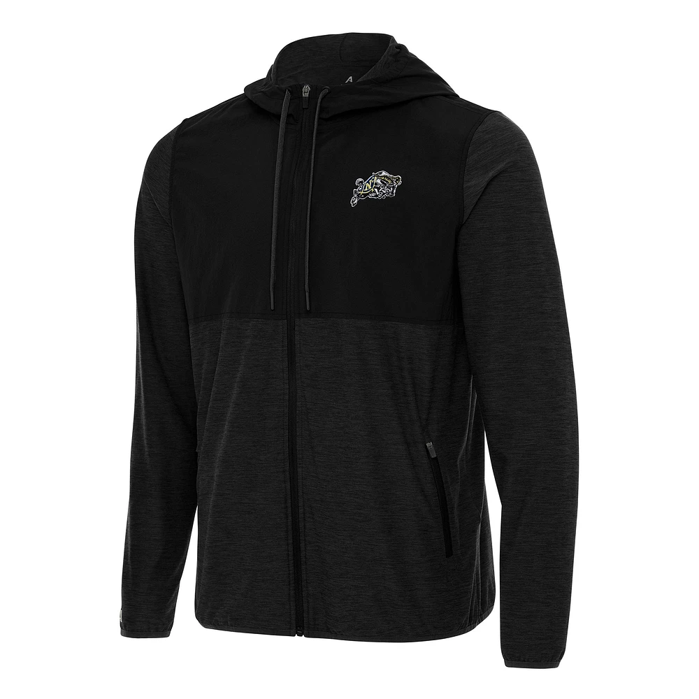 Men's Antigua Black Navy Midshipmen Sway Full-Zip Hoodie Jacket