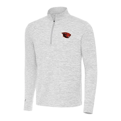 Men's Antigua Gray Oregon State Beavers Cause Quarter-Zip Top