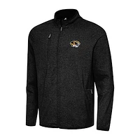 Men's Antigua Heather Black Missouri Tigers Hold-Up Full-Zip Tri-Blend Jacket