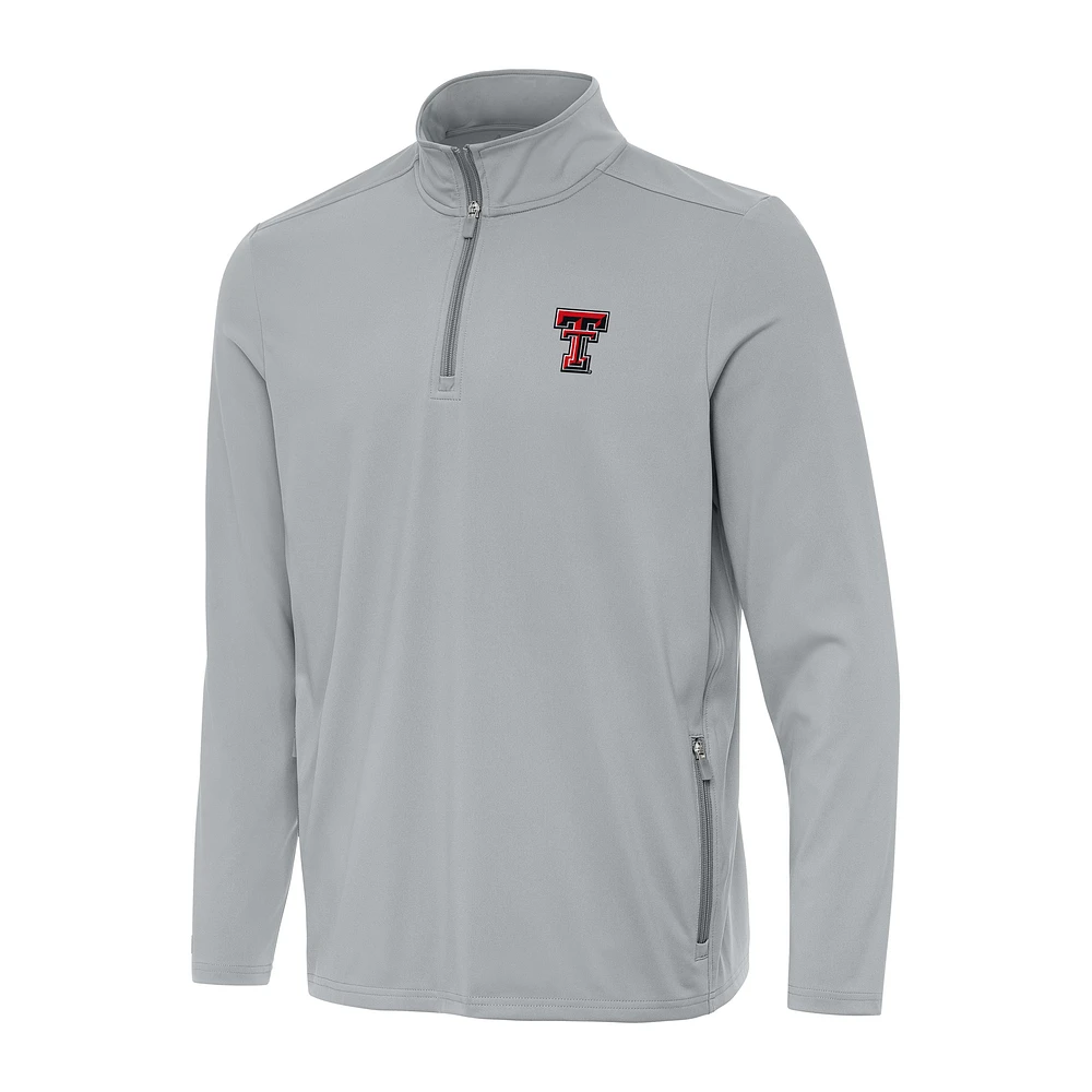 Men's Antigua Gray Texas Tech Red Raiders Perilous Quarter-Zip Sweatshirt