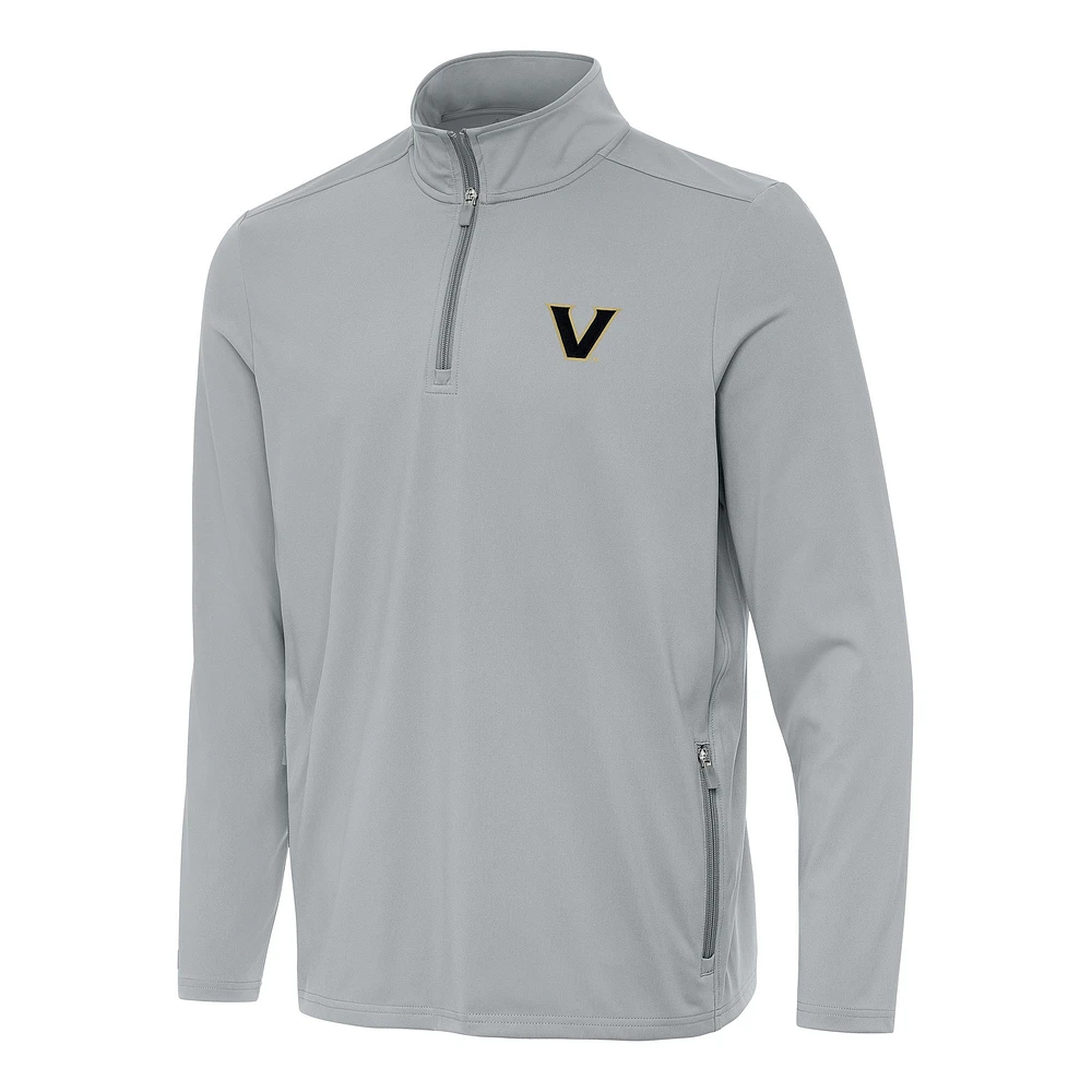 Men's Antigua Gray Vanderbilt Commodores Perilous Quarter-Zip Sweatshirt