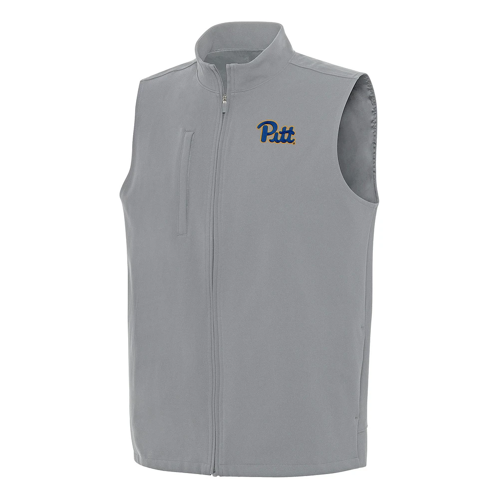 Men's Antigua Gray Pitt Panthers Regard Full-Zip Vest