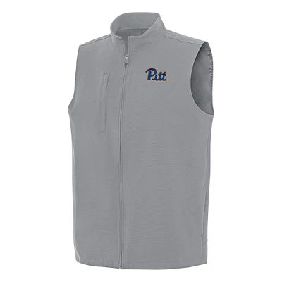 Men's Antigua Gray Pitt Panthers Regard Full-Zip Vest