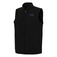 Men's Antigua Black TCU Horned Frogs Regard Full-Zip Vest
