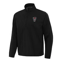 Men's Antigua Black NC State Wolfpack Brisk Quarter-Zip Windbreaker