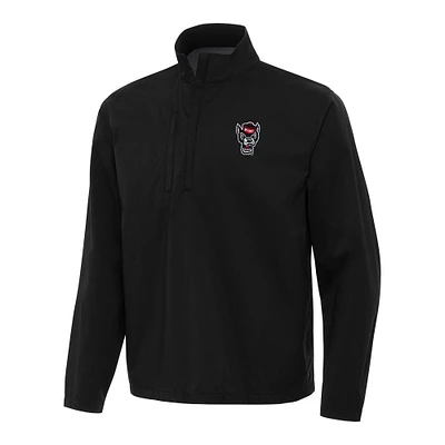Men's Antigua Black NC State Wolfpack Brisk Quarter-Zip Windbreaker