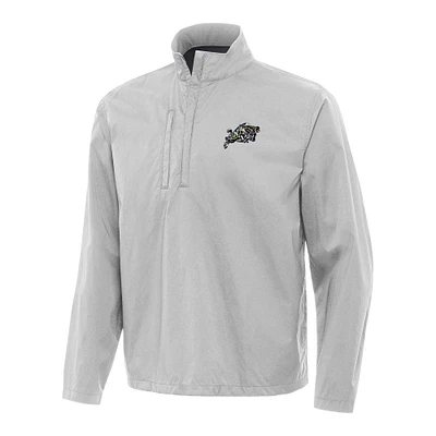 Men's Antigua Gray Navy Midshipmen Brisk Quarter-Zip Windbreaker