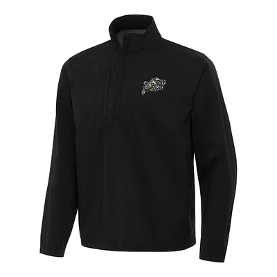 Men's Antigua Black Navy Midshipmen Brisk Quarter-Zip Windbreaker