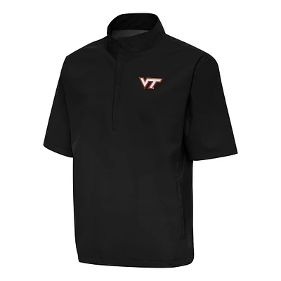 Men's Antigua  Black Virginia Tech Hokies Brisk Short Sleeve Quarter-Zip Windbreaker