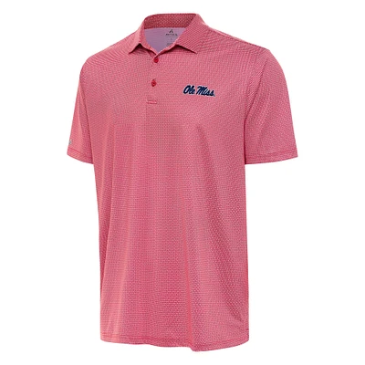 Men's Antigua Red/White Ole Miss Rebels Rings Polo