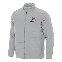 Men's Antigua Gray Virginia Cavaliers Swelter Full-Zip Puffer Jacket