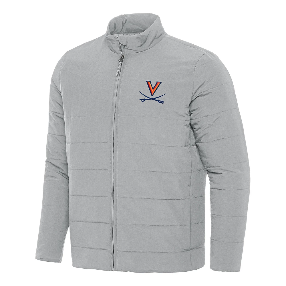 Men's Antigua Gray Virginia Cavaliers Swelter Full-Zip Puffer Jacket