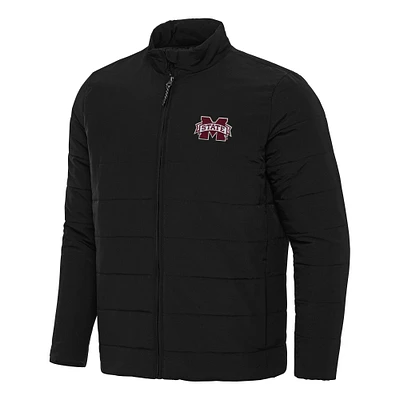 Men's Antigua Black Mississippi State Bulldogs Swelter Full-Zip Puffer Jacket