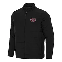 Men's Antigua Black Mississippi State Bulldogs Swelter Full-Zip Puffer Jacket