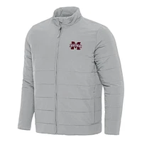 Men's Antigua Gray Mississippi State Bulldogs Swelter Full-Zip Puffer Jacket