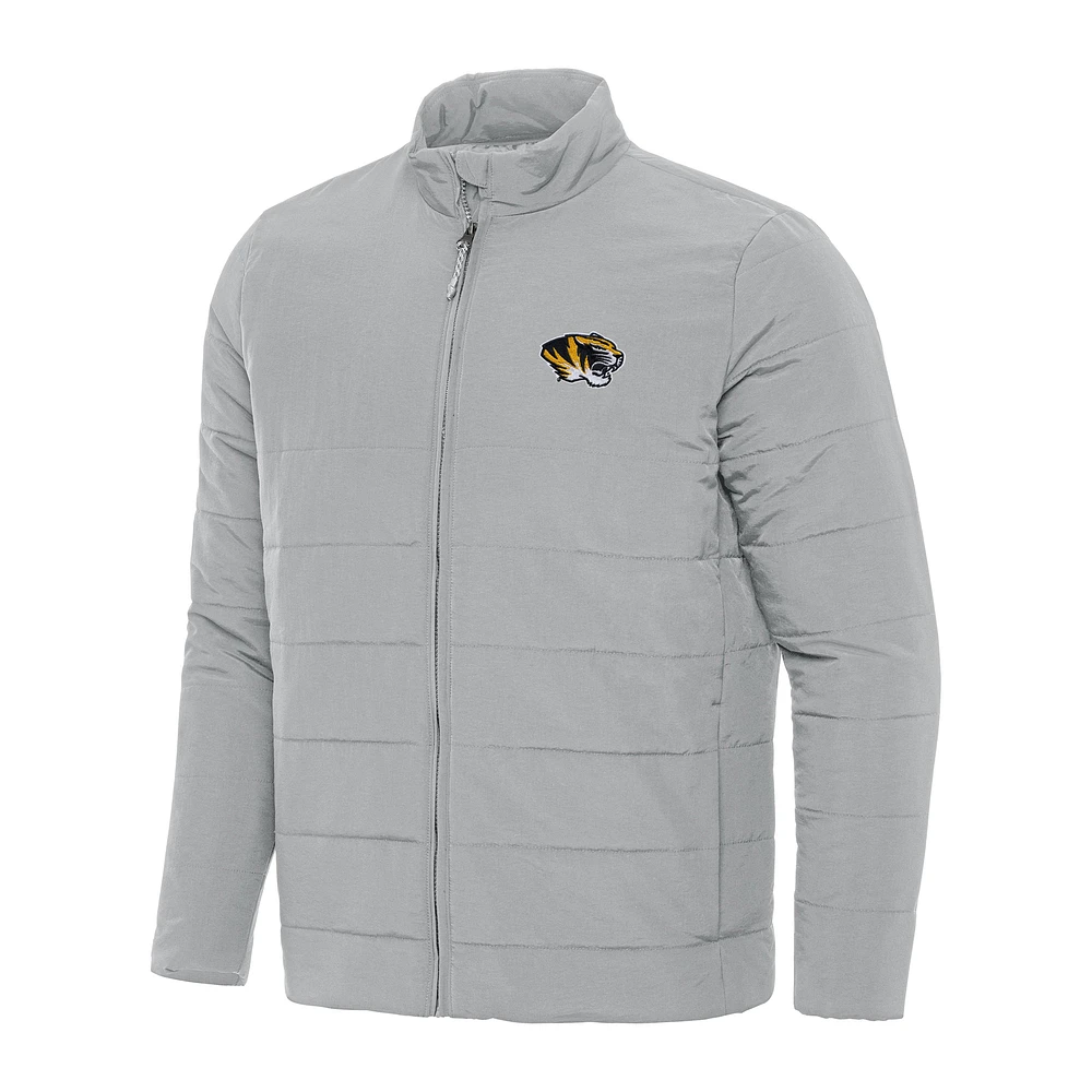 Men's Antigua Gray Missouri Tigers Swelter Full-Zip Puffer Jacket