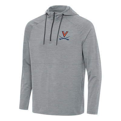 Men's Antigua Heather Gray Virginia Cavaliers Spikes Raglan Quarter-Zip Hoodie