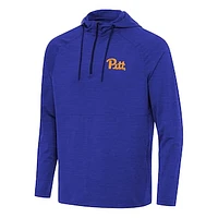 Men's Antigua Heather Royal Pitt Panthers Spikes Raglan Quarter-Zip Hoodie
