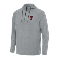 Men's Antigua Heather Gray Texas Tech Red Raiders Spikes Raglan Quarter-Zip Hoodie