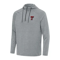 Men's Antigua Heather Gray Texas Tech Red Raiders Spikes Raglan Quarter-Zip Hoodie