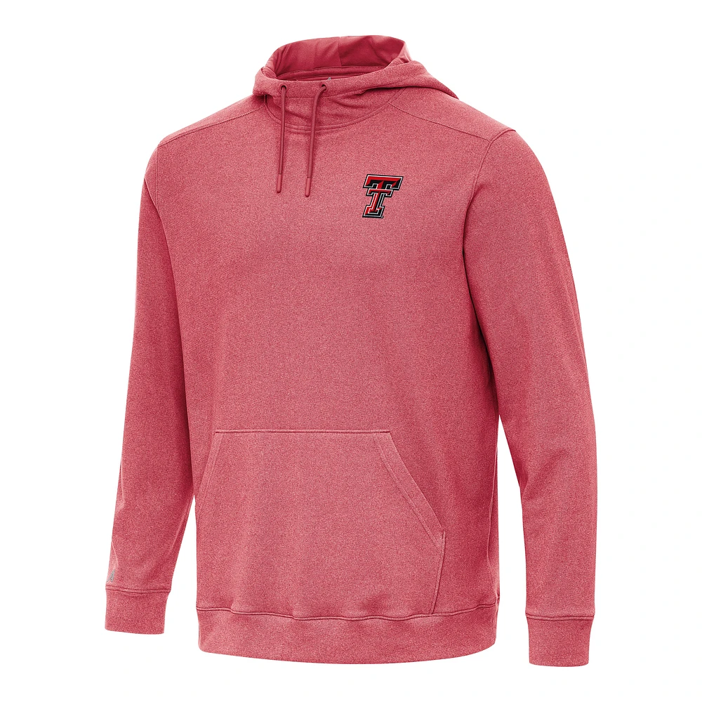 Men's Antigua Heather Red Texas Tech Raiders Cloud Pullover Hoodie