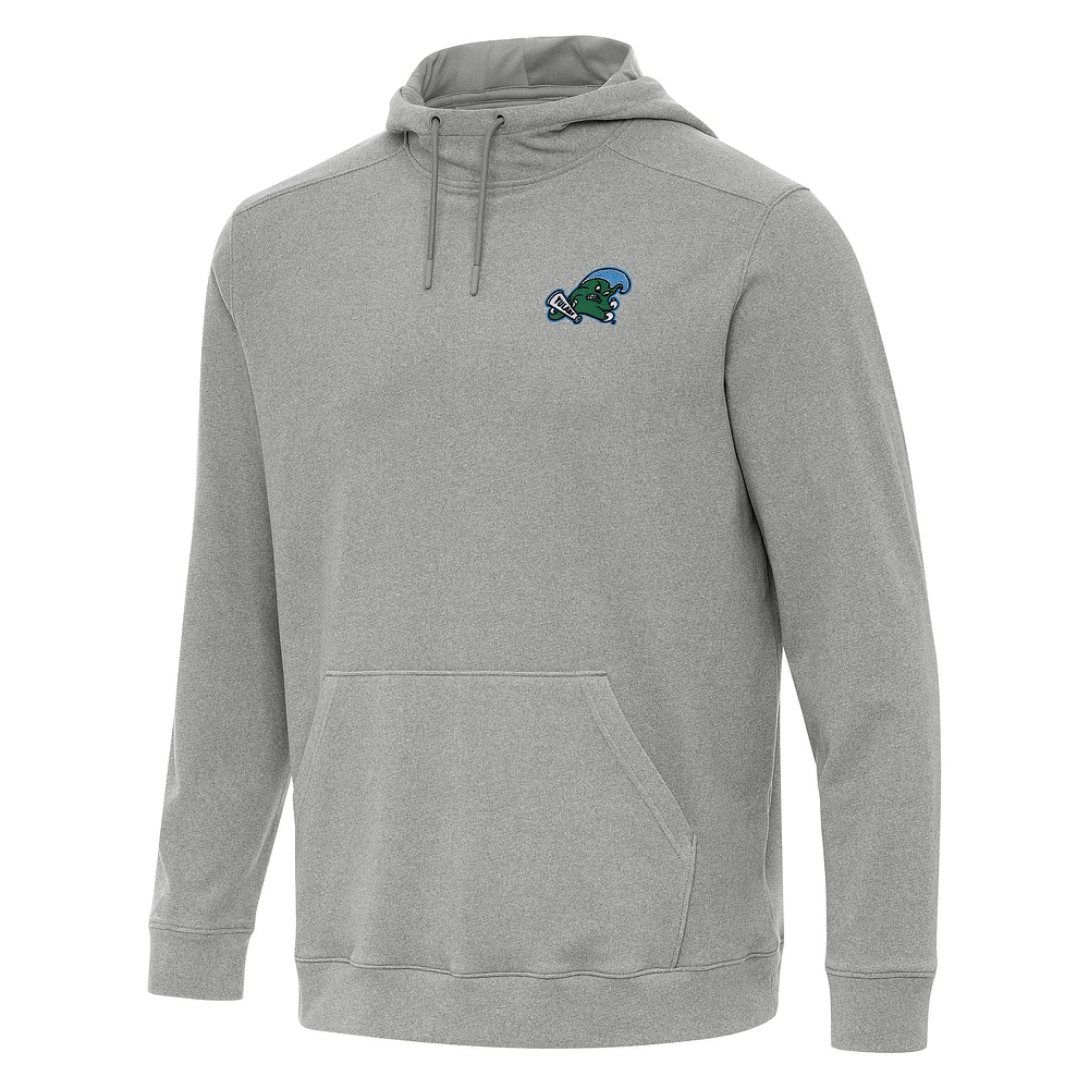 Men's Antigua Heather Gray Tulane Green Wave Cloud Pullover Hoodie