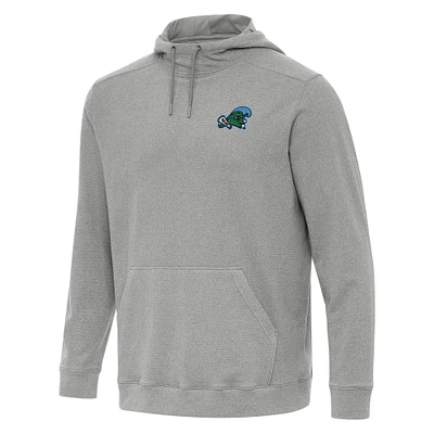 Men's Antigua Heather Gray Tulane Green Wave Cloud Pullover Hoodie