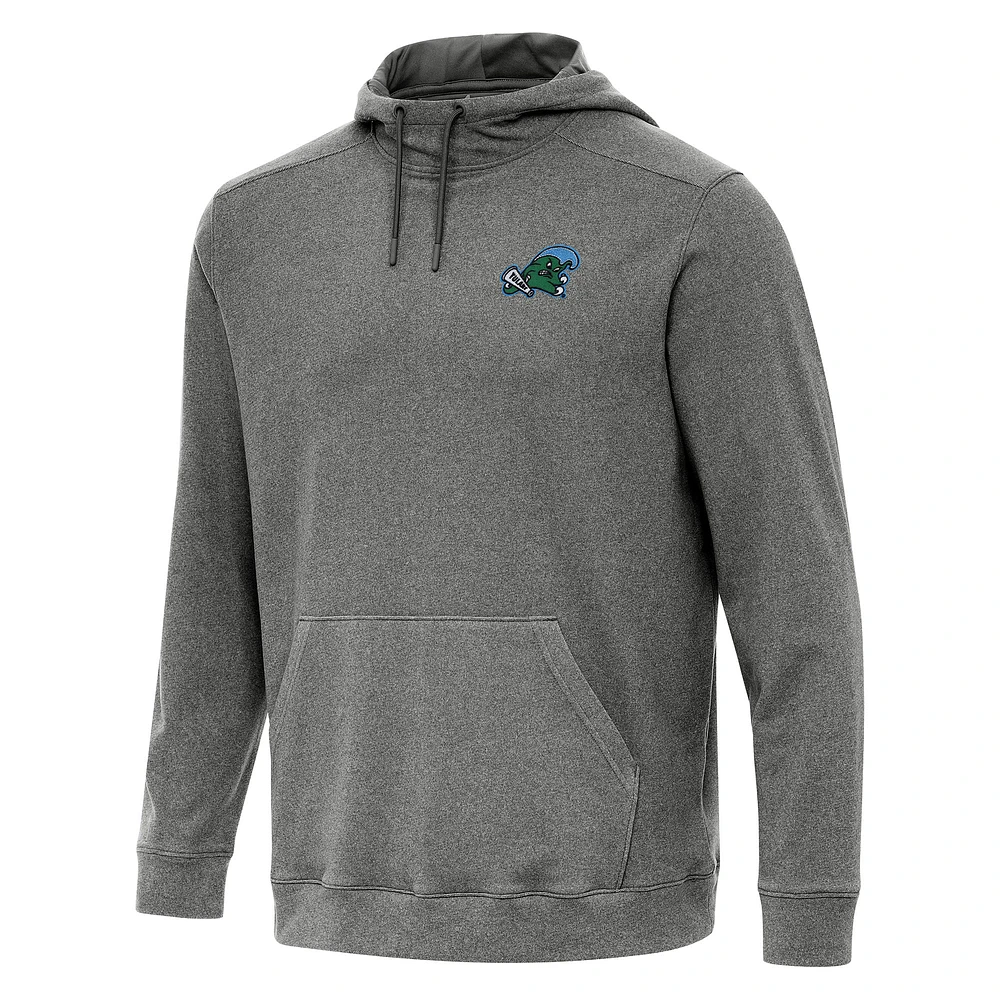 Men's Antigua Heather Charcoal Tulane Green Wave Cloud Pullover Hoodie
