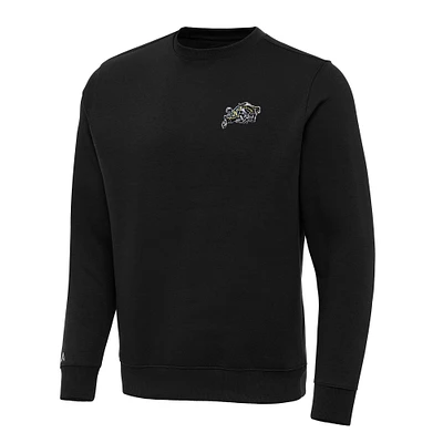 Men's Antigua Black Navy Midshipmen Big & Tall Victory Crew Neck Pullover Sweatshirt
