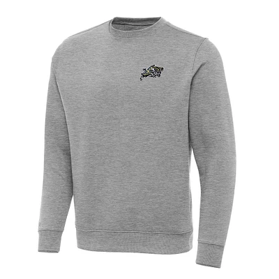 Men's Antigua Heather Gray Navy Midshipmen Big & Tall Victory Crew Neck Pullover Sweatshirt