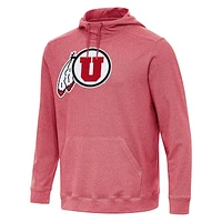 Men's Antigua Heather Red Utah Utes Cloud Pullover Hoodie